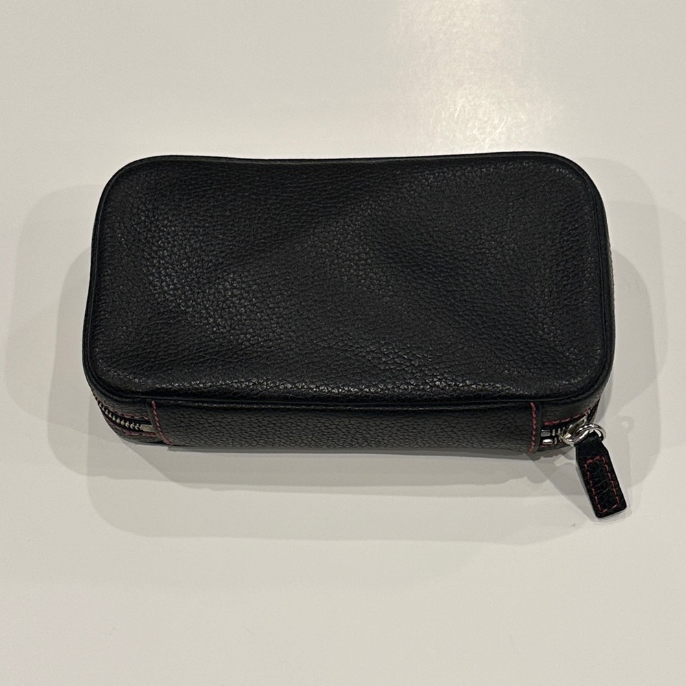 Women's Coach Small Black Leather Travel Jewelry Zip Pouch